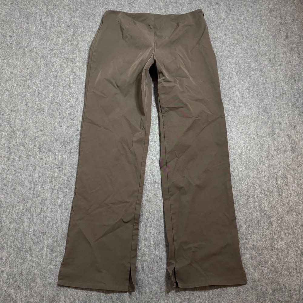 VTG Y2K Gap Stretch Low Rise Brown Nylon Blend Side Zip Pants Slit Hem Size 6